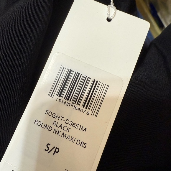 Eileen Fisher round neck black maxi dress slit in front size small minimalist - Picture 3 of 5